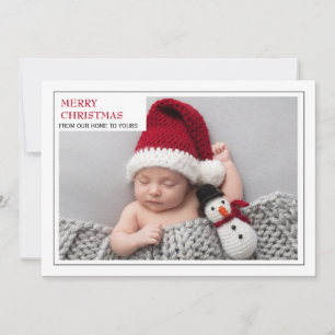 Modern New Baby Family Photo Merry Christmas Holid Holiday Card