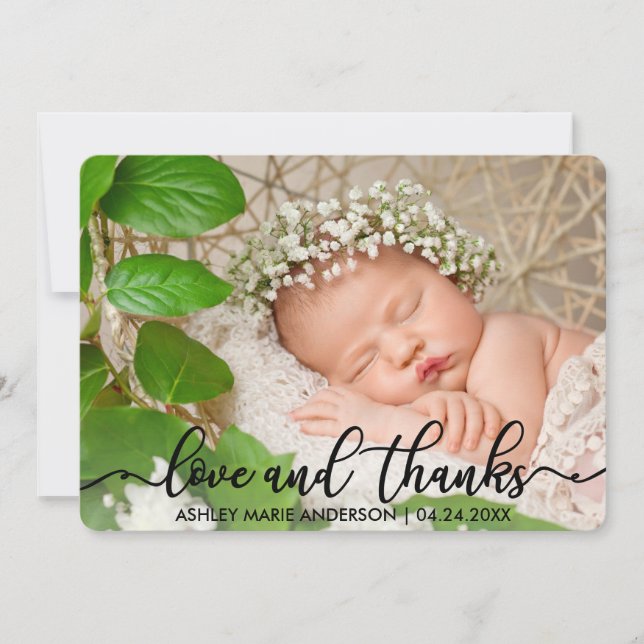 Modern New Baby Love and Thanks Card R (Front)
