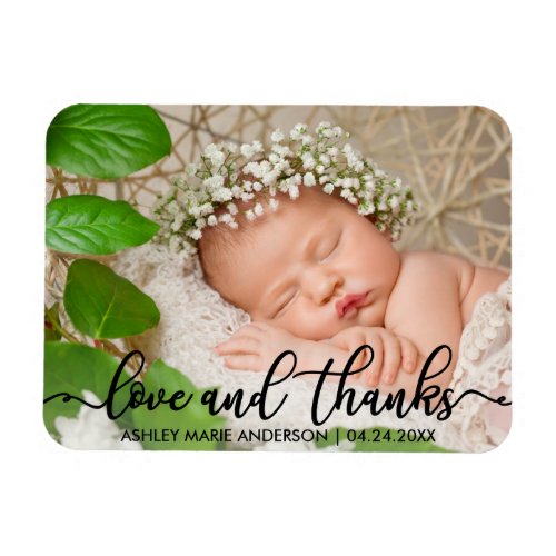 Modern New Baby Love and Thanks Photo Magnet