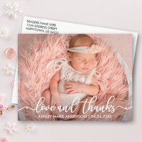 Modern New Baby Love and Thanks Photo Wht