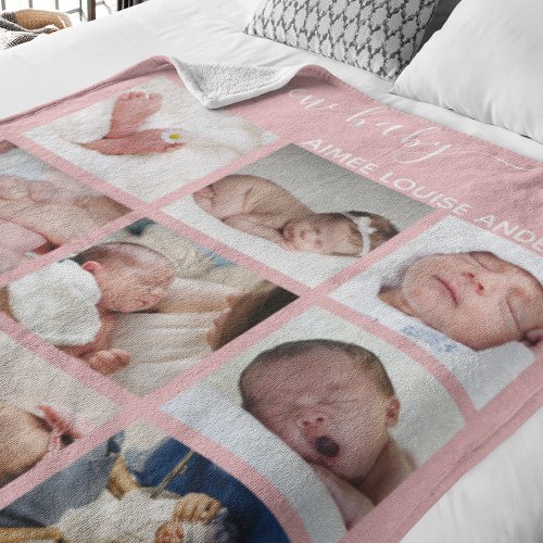 Modern New Baby  Photo Collage Gift Fleece Blanket
