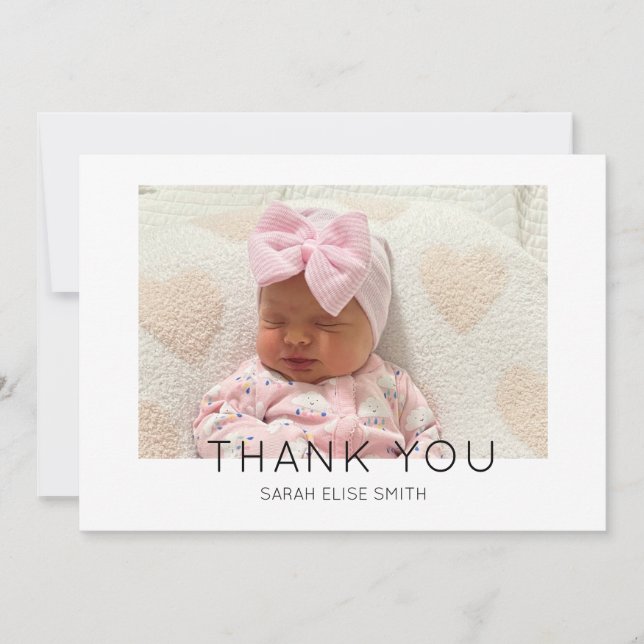 Modern New Baby Thank You Photo Birth Announcement (Front)