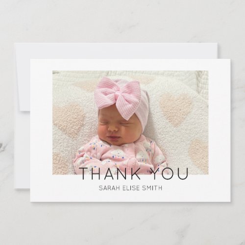 Modern New Baby Thank You Photo Birth Announcement