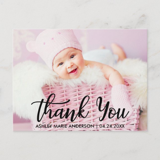 Modern New Baby Thank You Postcard (Front)