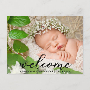 Modern New Baby Welcome Photo Announcement Postcard