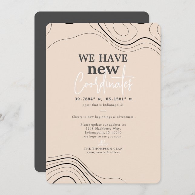 Modern New Coordinates Peach Moving Announcement (Front/Back)