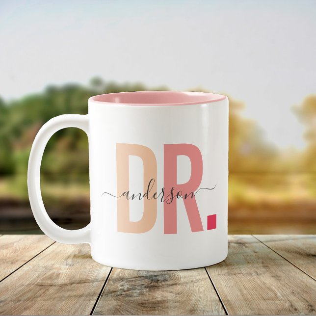 Modern New Doctor PhD Custom Name Appreciation Two-Tone Coffee Mug (Creator Uploaded)