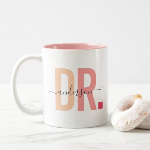 Modern New Doctor PhD Custom Name Appreciation Two_Tone Coffee Mug