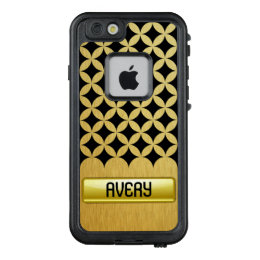 Modern New Geometric Black Gold Personalized Name LifeProof FRĒ iPhone 6/6s Case