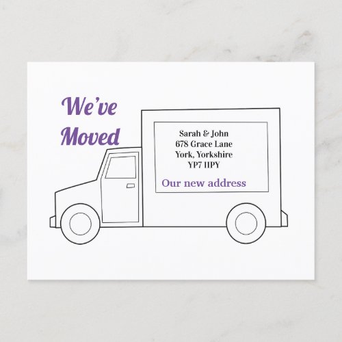 Modern New Home Address Weve Moved Purple Announcement Postcard