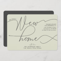 Modern New Home Calligraphy Pale Green Moving