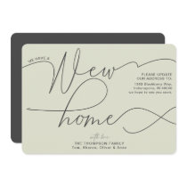 Modern New Home Calligraphy Pale Green Moving Announcement