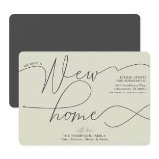 Modern New Home Calligraphy Pale Green Moving Announcement