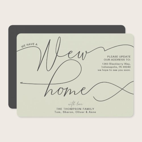 Modern New Home Calligraphy Pale Green Moving Announcement