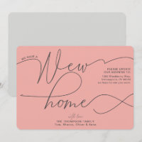 Modern New Home Calligraphy Salmon Pink Moving