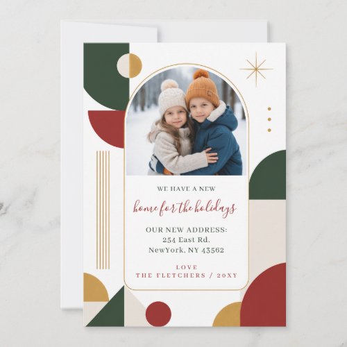 Modern New Home for Holidays Photo Moving Holiday Card