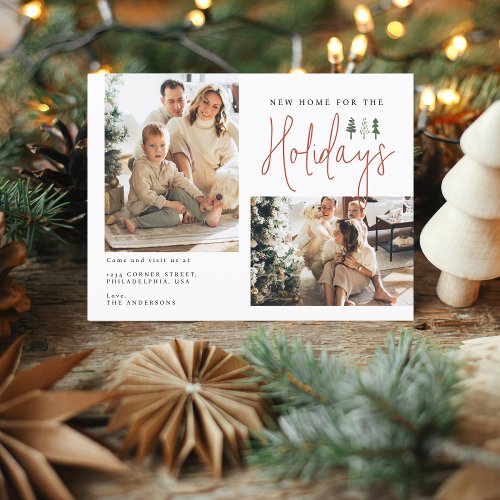 Modern New Home For the Holidays Photo Moving Announcement Postcard