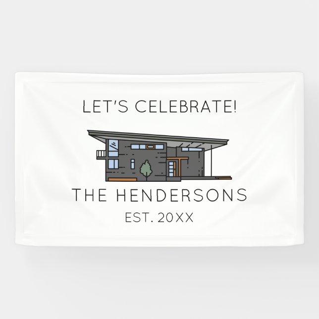 Modern New Home Housewarming Party Banner (Horizontal)