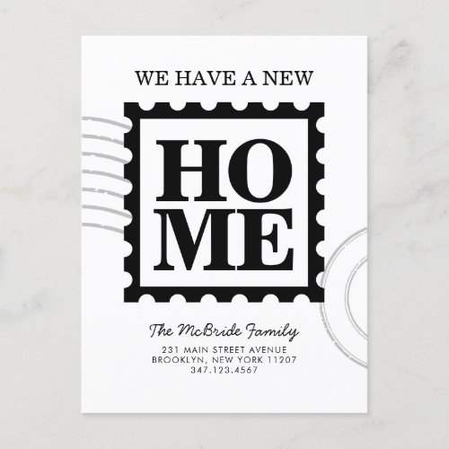 Modern New Home Postage Stamp Weve Moved Moving Announcement Postcard