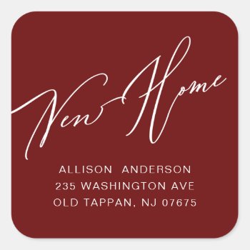 Modern New Home Return Address Square Sticker by celebrateitinvites at Zazzle