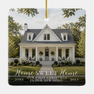 Modern New Home Sweet Home First Christmas Photo Ceramic Ornament
