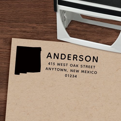 Modern NEW MEXICO State Shape Return Address Self_inking Stamp
