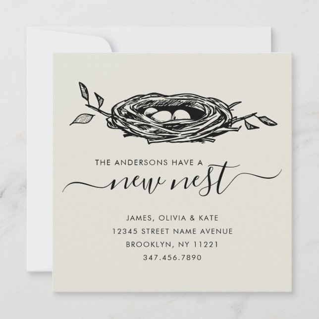 Modern New Nest Home Change of Address Moving Announcement (Front)