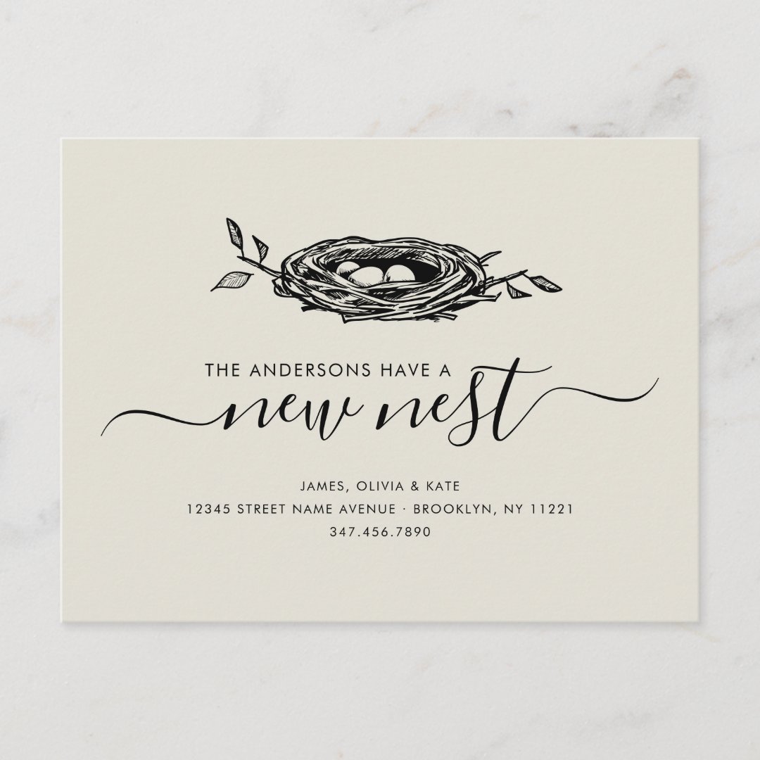 Modern New Nest Home Change of Address Moving Announcement Postcard