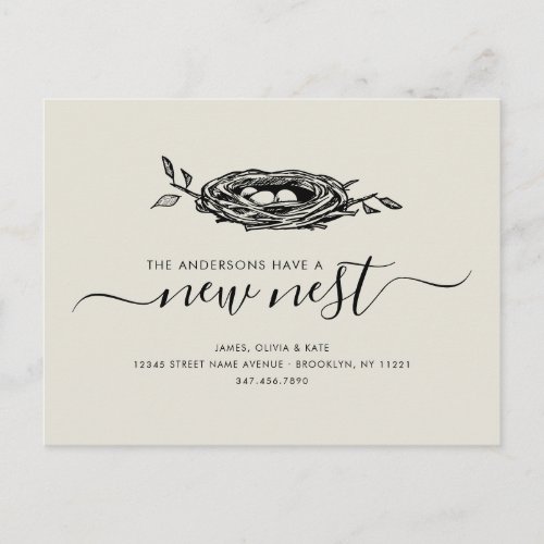 Modern New Nest Home Change of Address Moving Announcement Postcard
