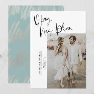 Modern New Plan Change Date Wedding Save The Date