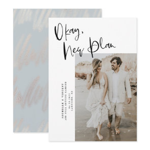 Modern New Plan Change Date Wedding Save The Date