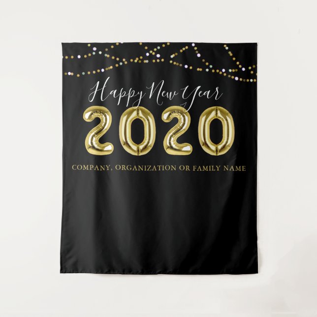 Modern NEW YEAR Black Gold Photo Backdrop (Front)