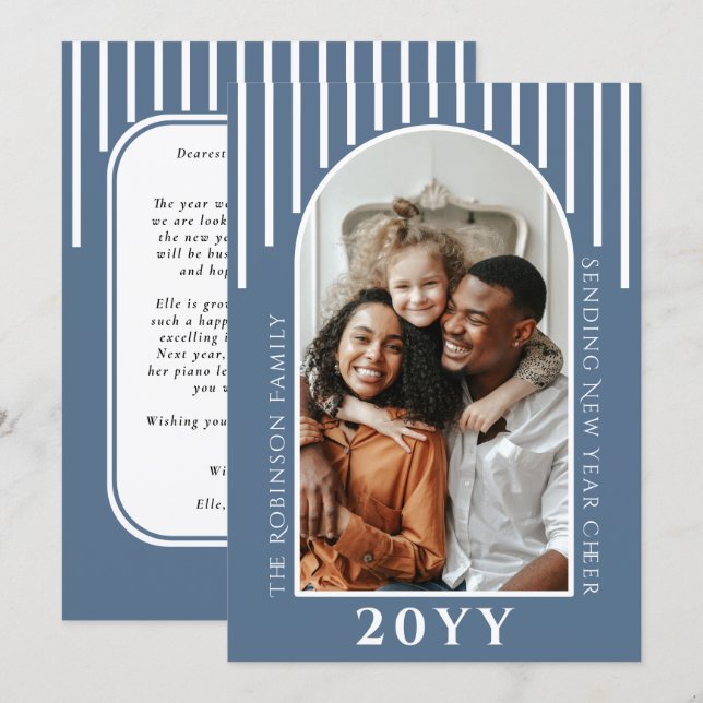 Modern New Year Cheer Photo Card Message on Back (Front/Back)