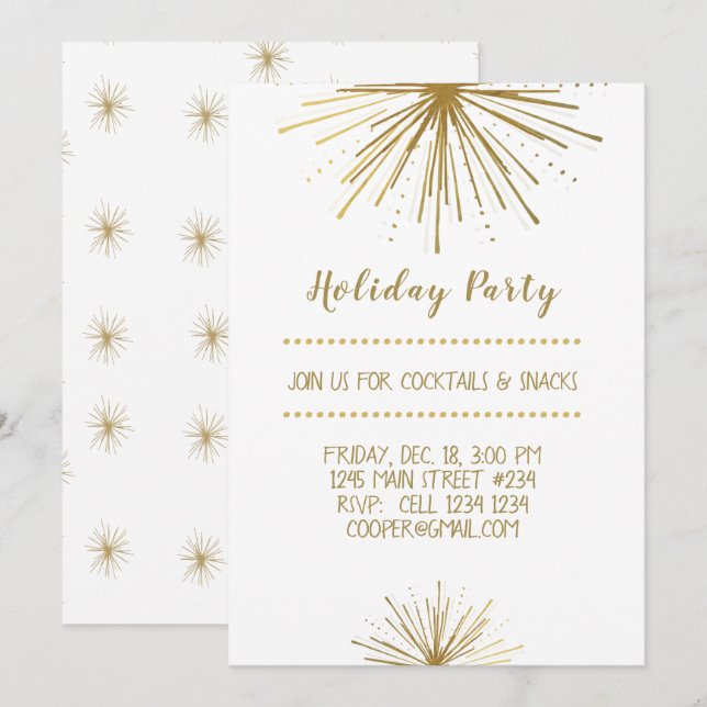 Modern  NEW YEAR Party Star Holiday Party Invitation (Front/Back)