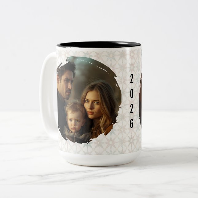 Modern New Year Resolutions Checklist Personalized Two-Tone Coffee Mug (Front Left)