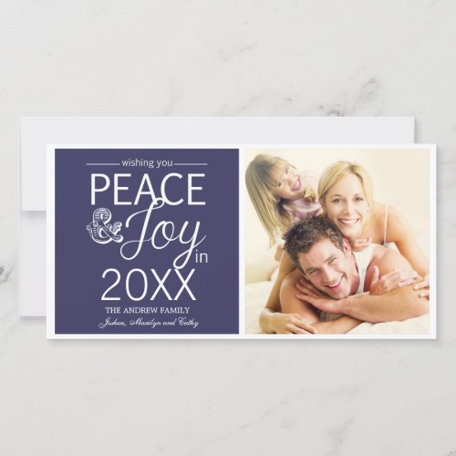 Modern New Year Wishes Peace and Joy Holiday Card