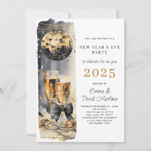 Modern New Year's Eve 2025 Disco Ball Invitation