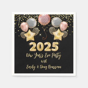 Modern New Year's Eve Party 2025 Rose Gold Glitter Napkins
