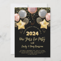 Modern New Year's Eve Party Rose & Gold Glitter Invitation