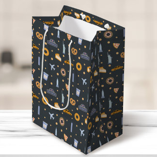 Modern New York City Pattern Space Gray Medium Gift Bag