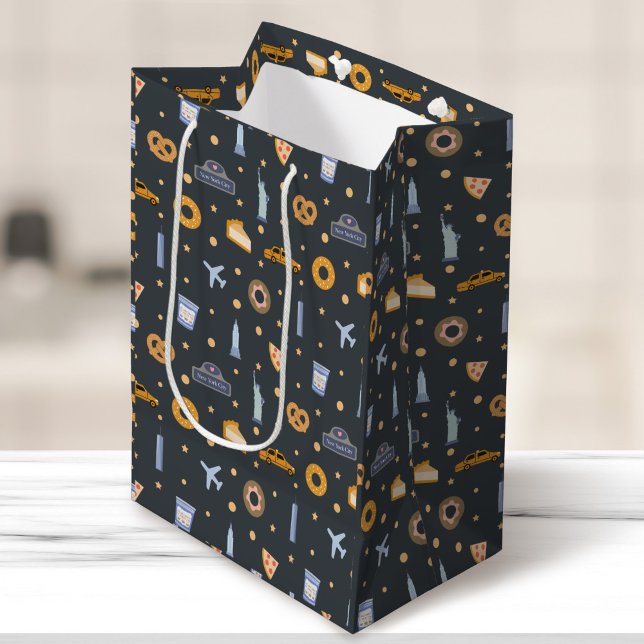 Modern New York City Pattern Space Gray Medium Gift Bag (Creator Uploaded)
