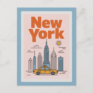 Modern New York City Travel Minimalist Skyline Postcard