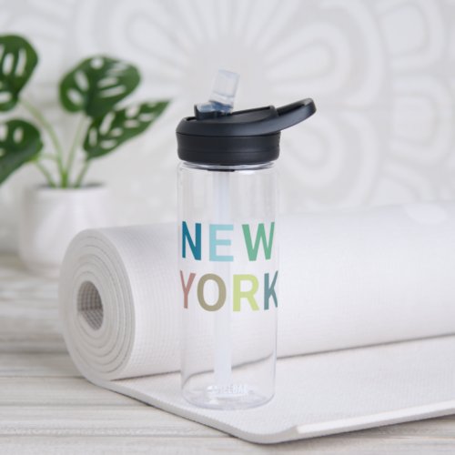 Modern New York Colorful Text    Water Bottle