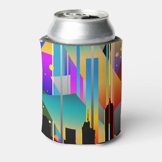 Modern New York Geometrical Shapes Abstract Can Cooler (Can Back)