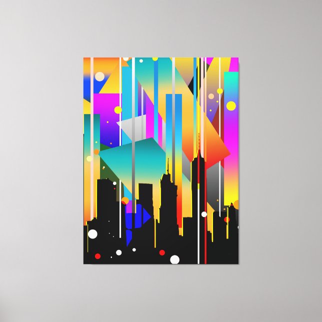 Modern New York Geometrical Shapes Abstract Canvas Print (Front)