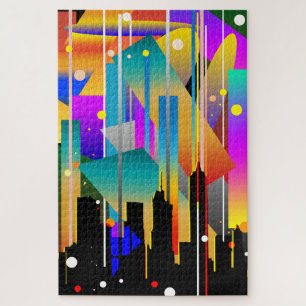 Modern New York Geometrical Shapes Abstract Jigsaw Puzzle
