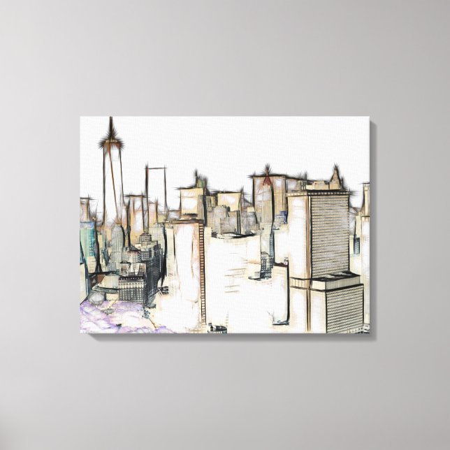 Modern New York Skyline Canvas Painting Print (Front)