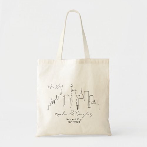 Modern New York Skyline Wedding Welcome Favors Tote Bag