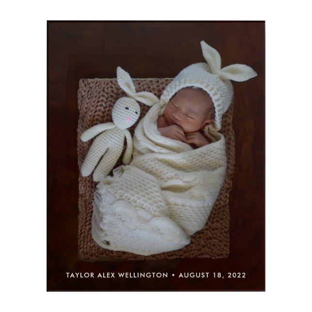 Modern Newborn Baby Photo Gift Family Keepsake Acrylic Print (Front)