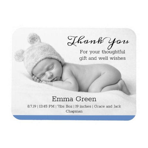 Modern Newborn Baby Photo Thank You Magnet